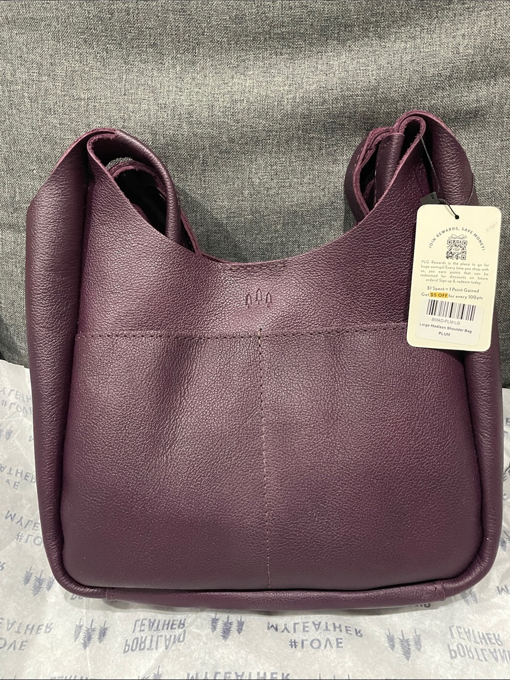 Portland Leather Plum Purple Shoulder Bag - Picture 2 of 14